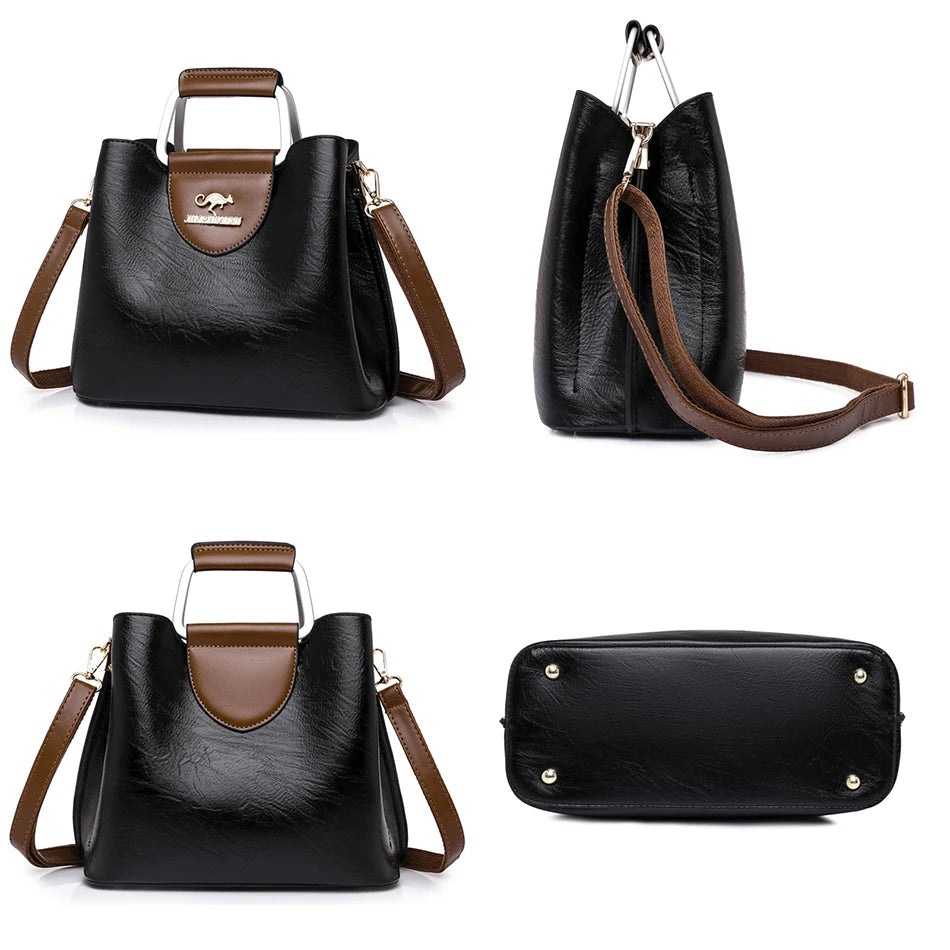 Luxury Designer Handbag Purses for Women 2024 Female Oil Leather Branded Shoulder Crossbody Messenger Tote Bag Small Fashion Sac